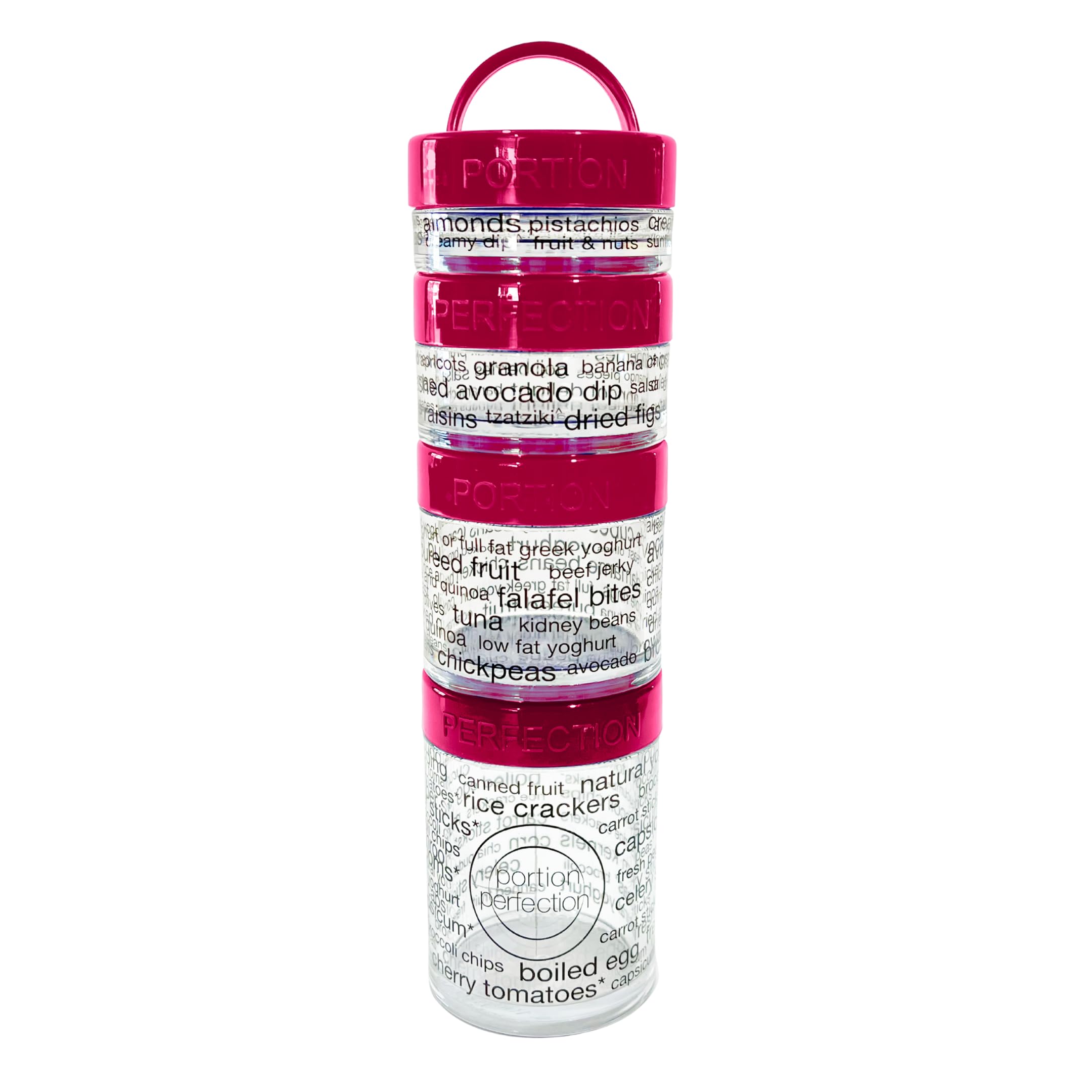 100 Cal Stackable Snack Containers for Weight Management, Food Portion Control Containers for Weight Control with Instructions for Men, Women and Bariatric Must-Haves (Pink) - Image 1