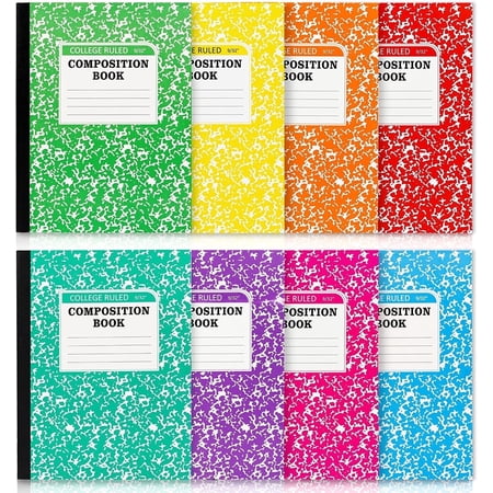 Feela Composition Notebook, 8 Pack 8 Pastel Colors College Ruled Composition Books Bulk, Marble Cover Notepad Lined Cute Journal Notebooks for Notes Taking Writing, 9.75 X 7.5 in