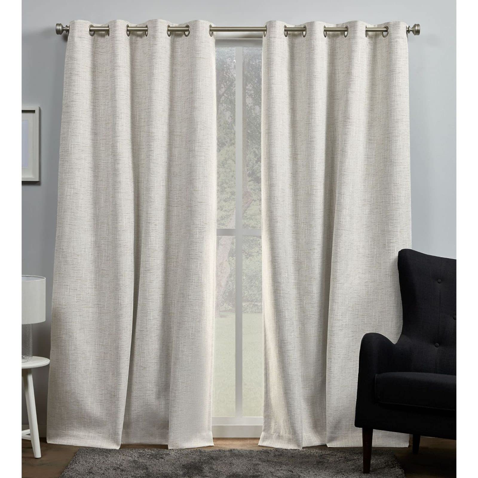 EXCLUSIVE HOME Burke 100% Blackout Grommet Top Curtain Panel Pair, 52"x96", Latte, Set of 2 - Image 9