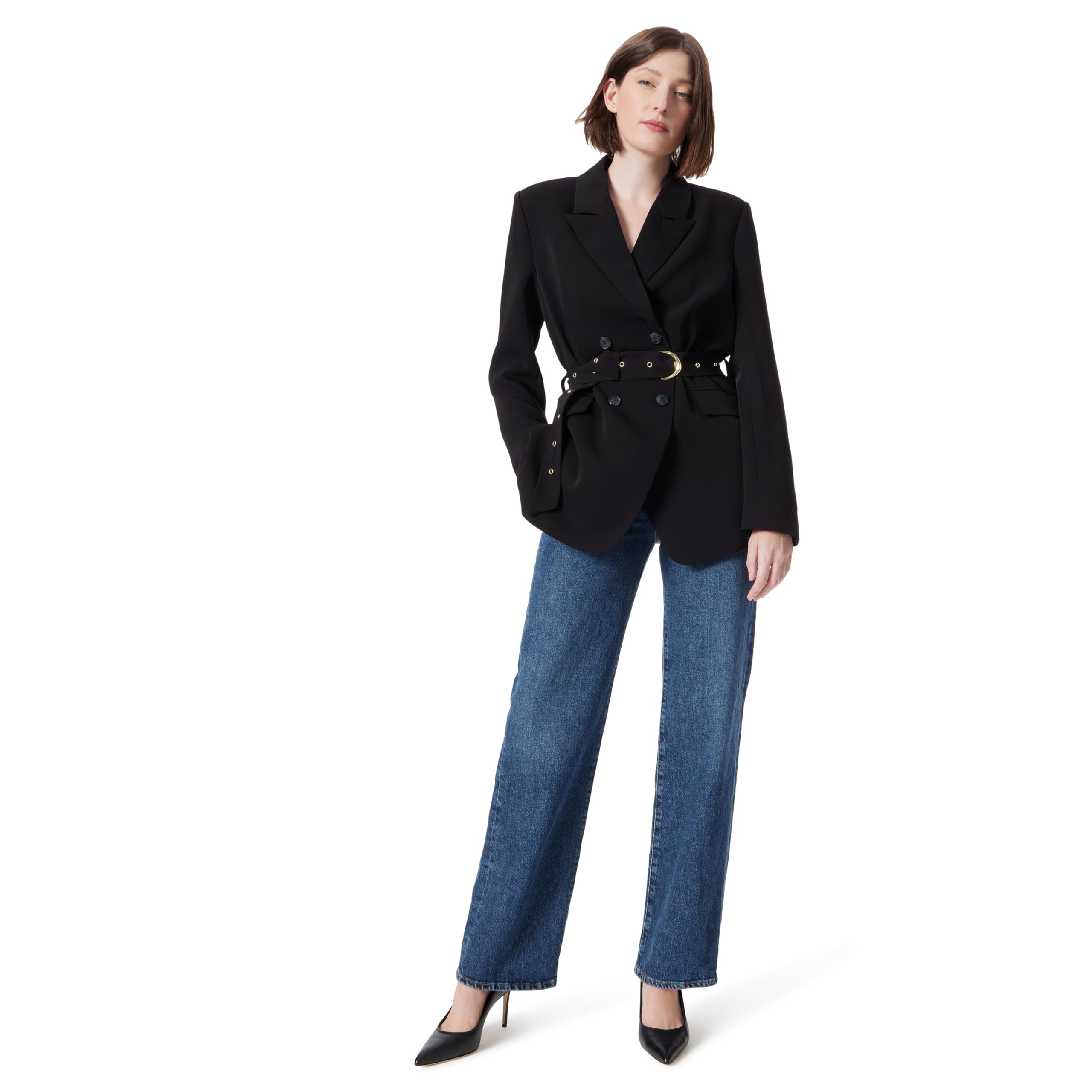 DO by Dee Ocleppo Womens Everly Double Breasted Belted Wide Blazer Standard
