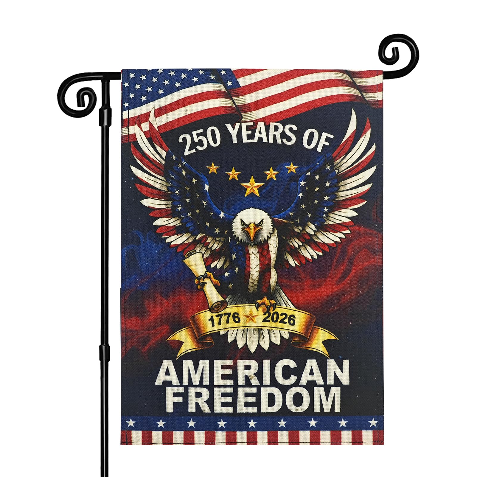 FLAGMESAGE 250th Anniversary USA Garden Flag for Outside, Double-sided Patriotic Banner with 1776-2026 250 Years of American Freedom Design for Independence Day, July 4th Decor (USA Eagle, 12 x 18 Inch) - Image 1