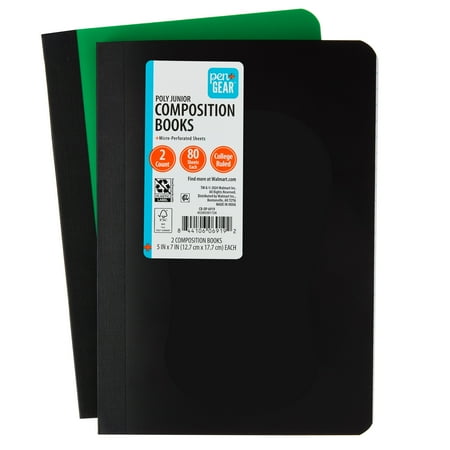 Pen+Gear 2 Pack College Ruled Poly Composition Books, 5x7 inches, 80 Sheets Each