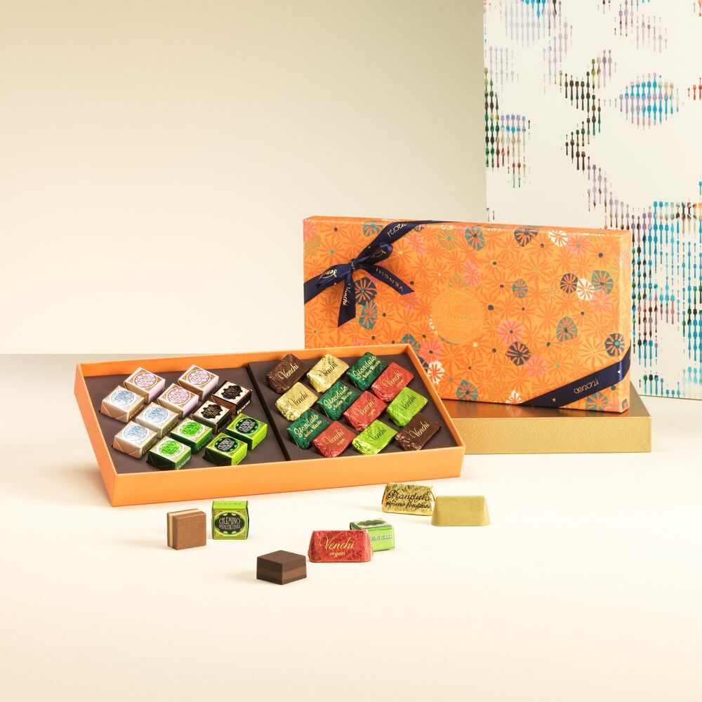 Orange Murrine box: Cremino & Gianduiotto chocolates, 8.67 oz