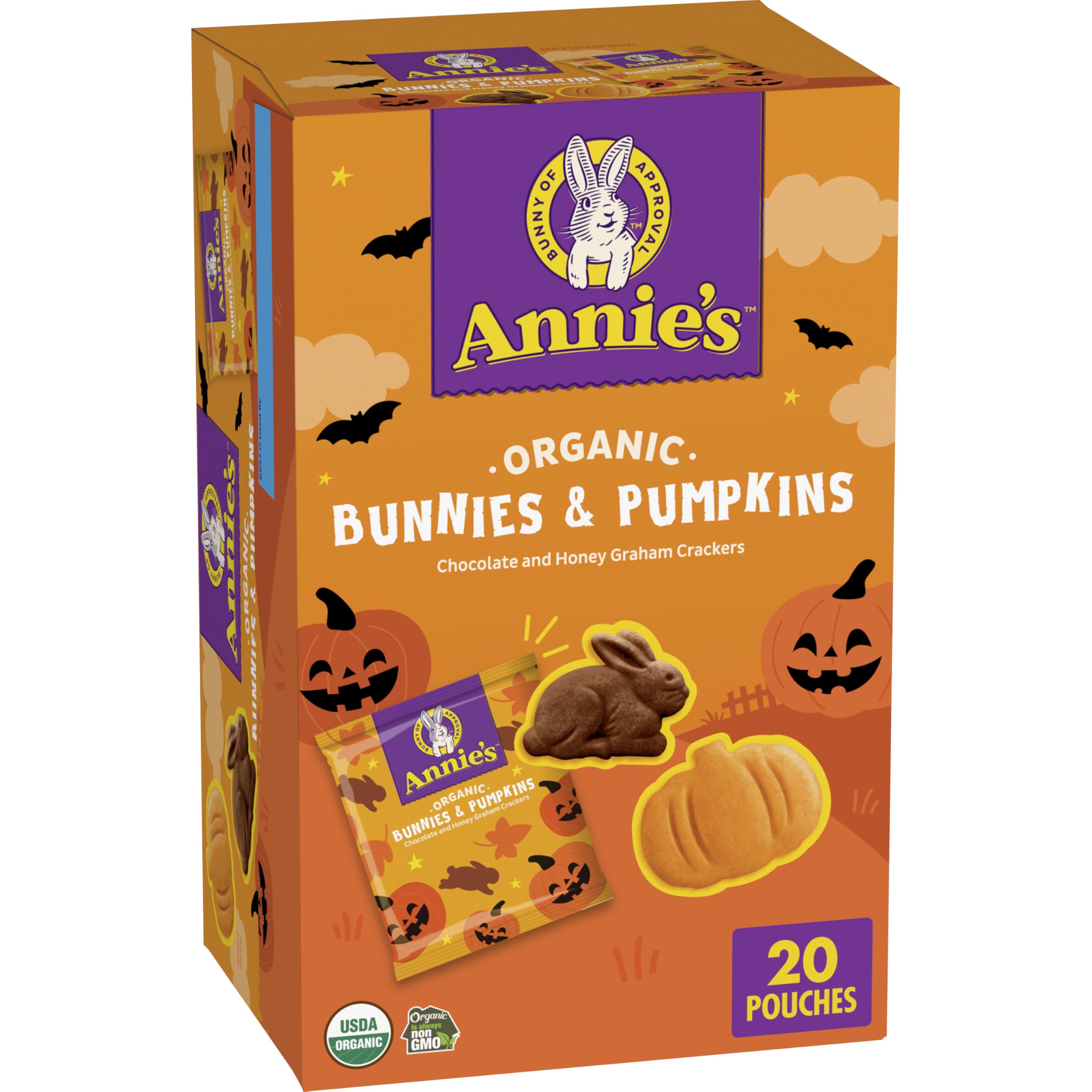 Annie's Organic Bunnies & Pumpkins Halloween Graham Cracker Snacks, 20 ct