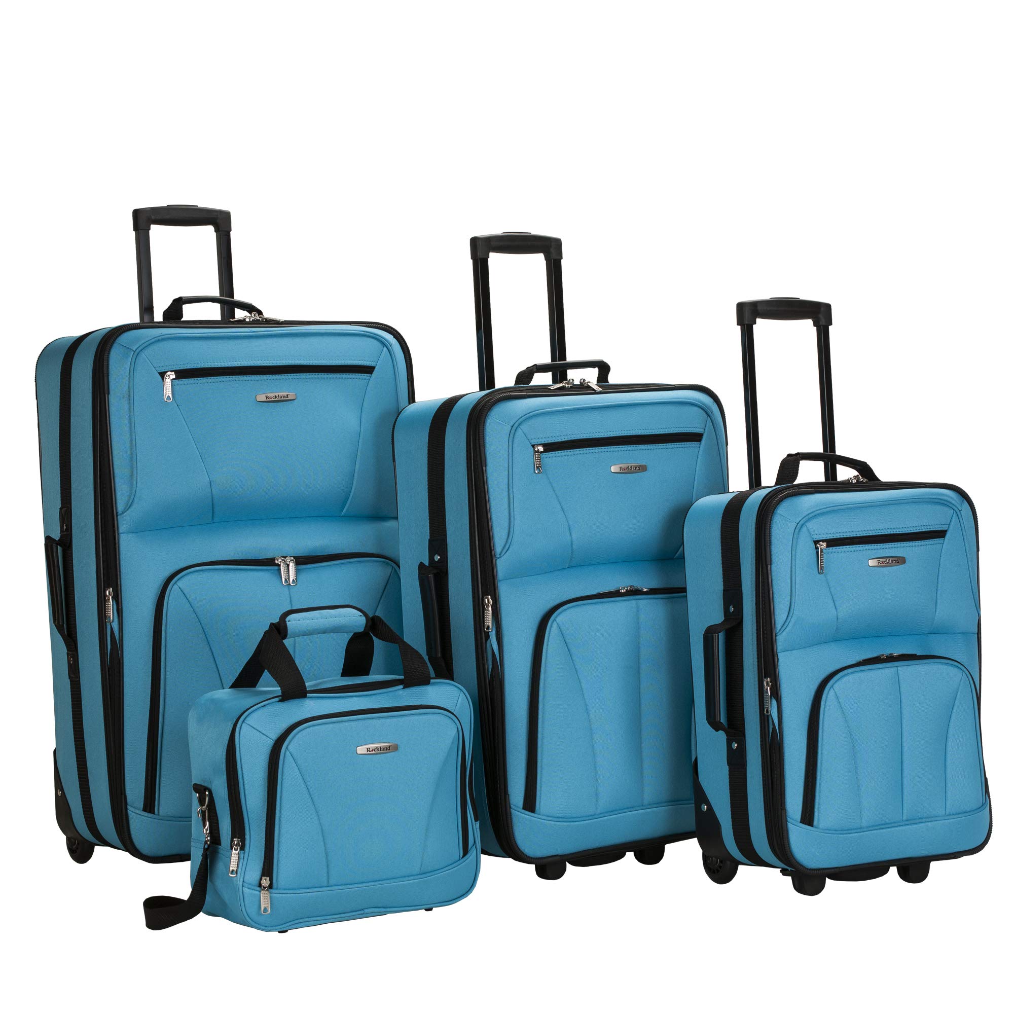 Rockland Journey Softside Upright Luggage Set,Expandable, Turquoise, 4-Piece (14/19/24/28) - Image 4