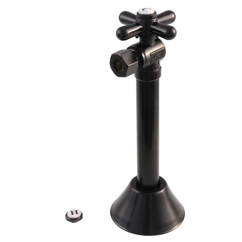 Kingston Brass CC83200X 1/2" Sweat x 3/8" OD Comp Angle Shut-Off Valve with 5" Extension, Matte Black - Image 2