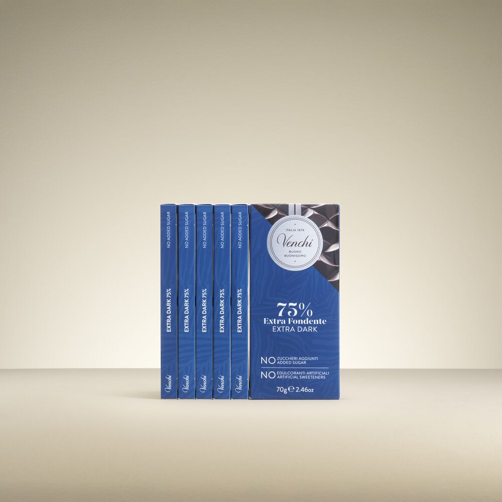 75% extra dark bars. Gluten free. Vegan. NO Added Sugar. NO artificial sweeteners. Buy now!