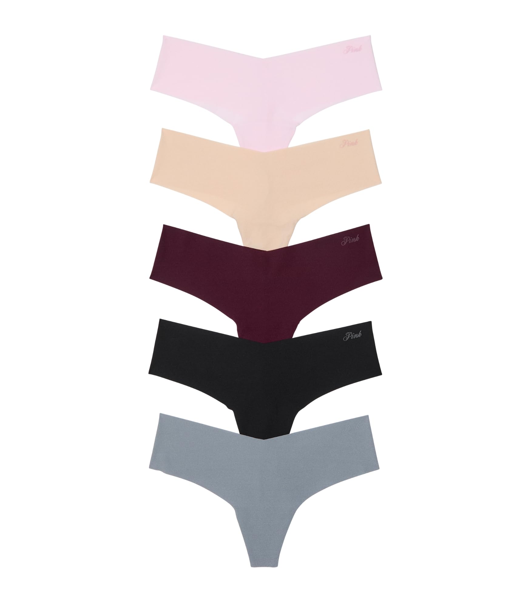 Victoria's Secret PINK Women's No Show Thong Underwear, Panties for Women, Light Pink Pack, (M)