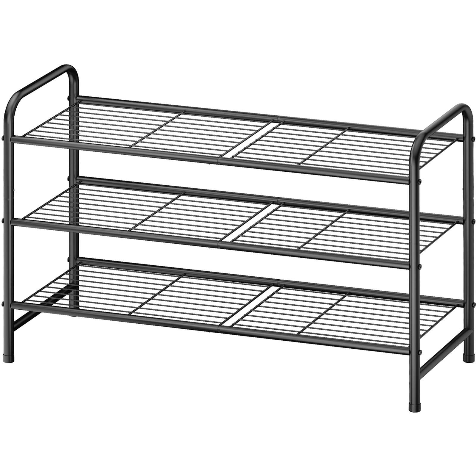 Kitsure Shoe Rack - Stainless Steel Shoe Organizer, Sturdy Shoe Rack for Closet and Front Door Entrance, Free Standing Shoe Shelf, Closet Organizers and Storage, 25.6" Wide - 3 Tier, Black