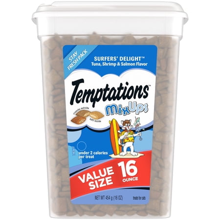 Temptations Mixups Crunchy and Soft Cat Treats Surfers' Delight Flavor, 16 oz. Tub - Image 1
