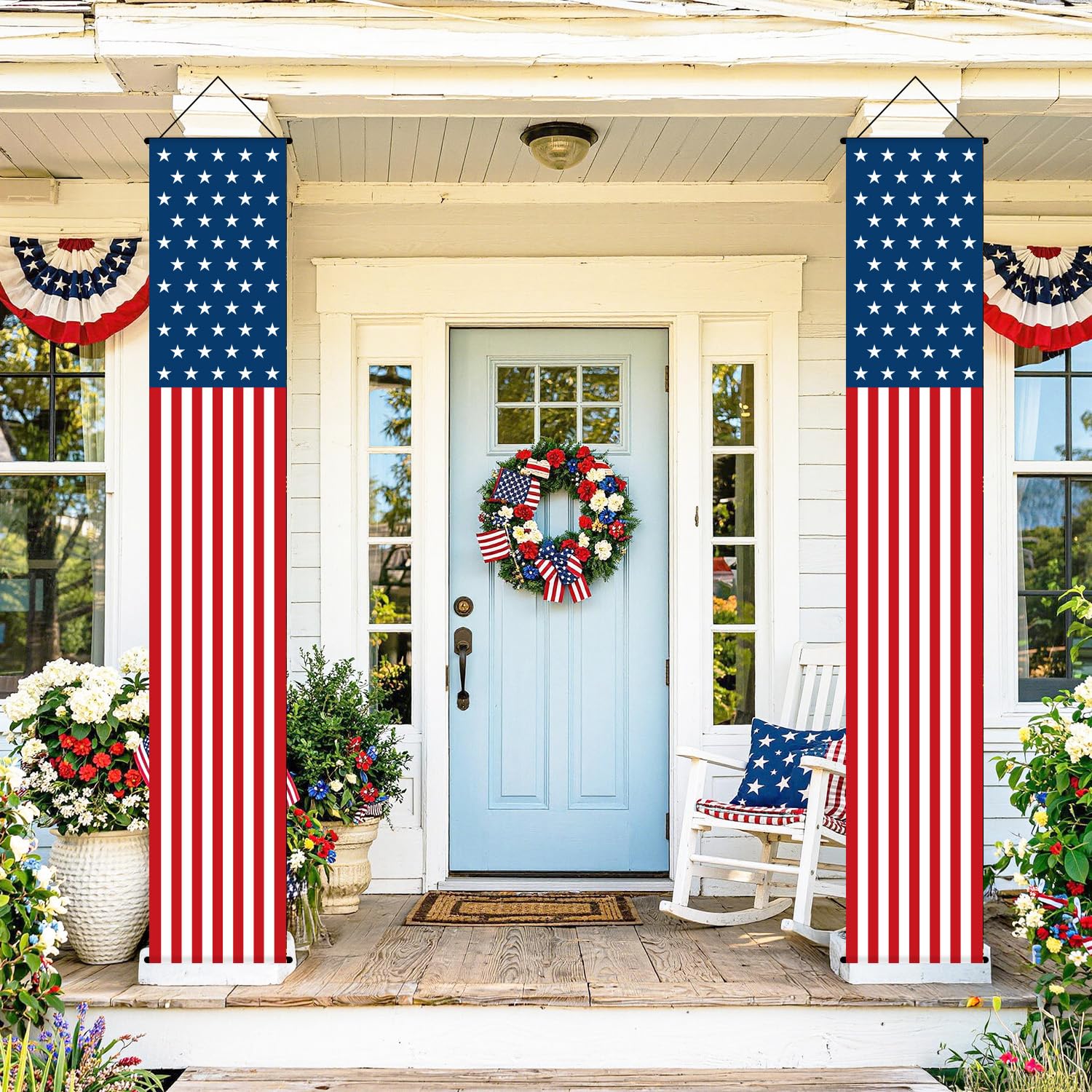 4th of July Decorations Outdoor - USA 250th Anniversary Porch Signs - 71" x 12" Patriotic July 4th Independence Day Door Banners, America 250 Years of Freedom Front Door Decorations (Classic) - Image 1
