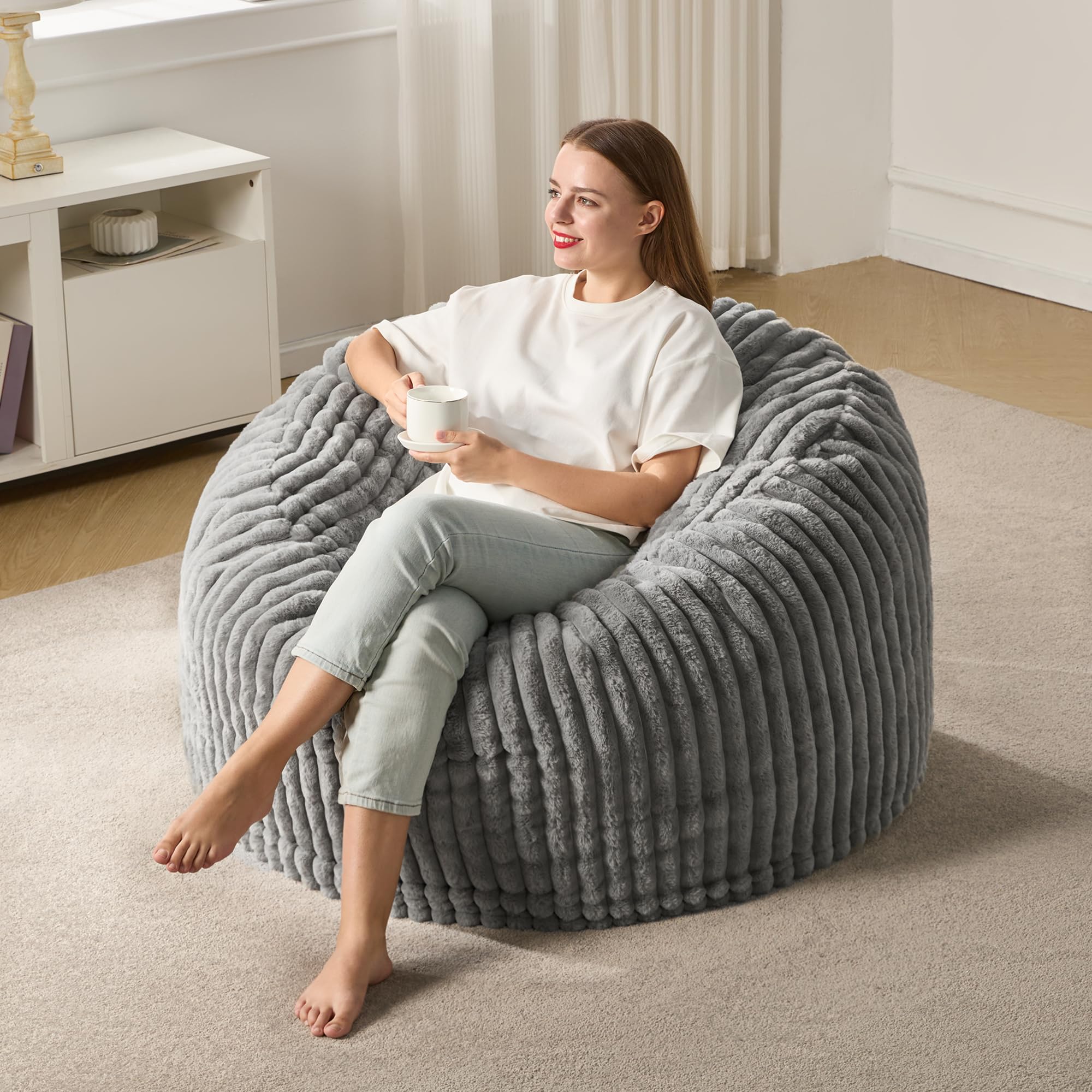 Hobestluk Adult Bean Bag Chair Giant Beanbag with Filling Living Room 3FT
