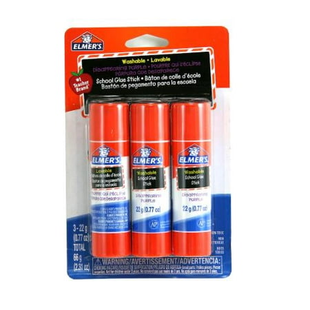 Elmer's Giant Disappearing Purple Washable School Glue Sticks, 3 Count - Image 1