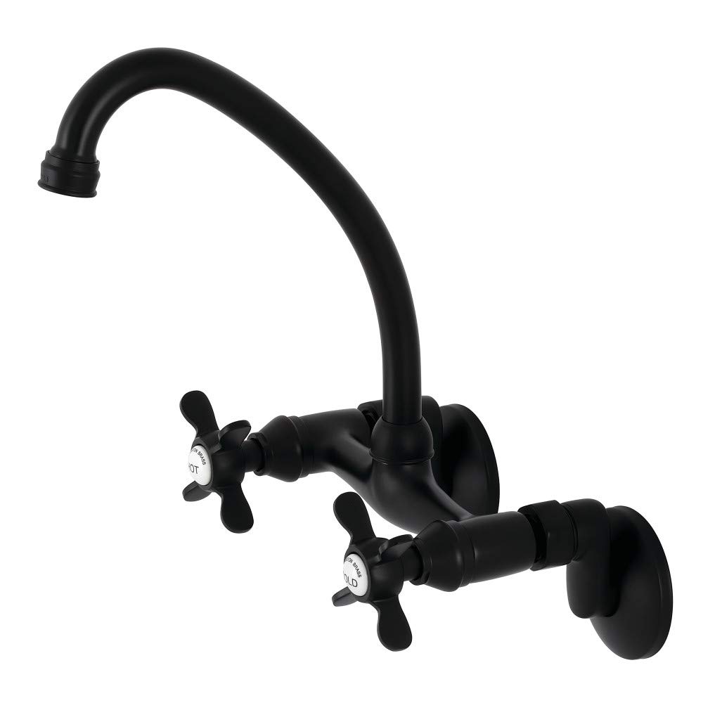 Kingston Brass KS114MB Essex Two Handle Wall Mount Kitchen Faucet, Matte Black - Image 6