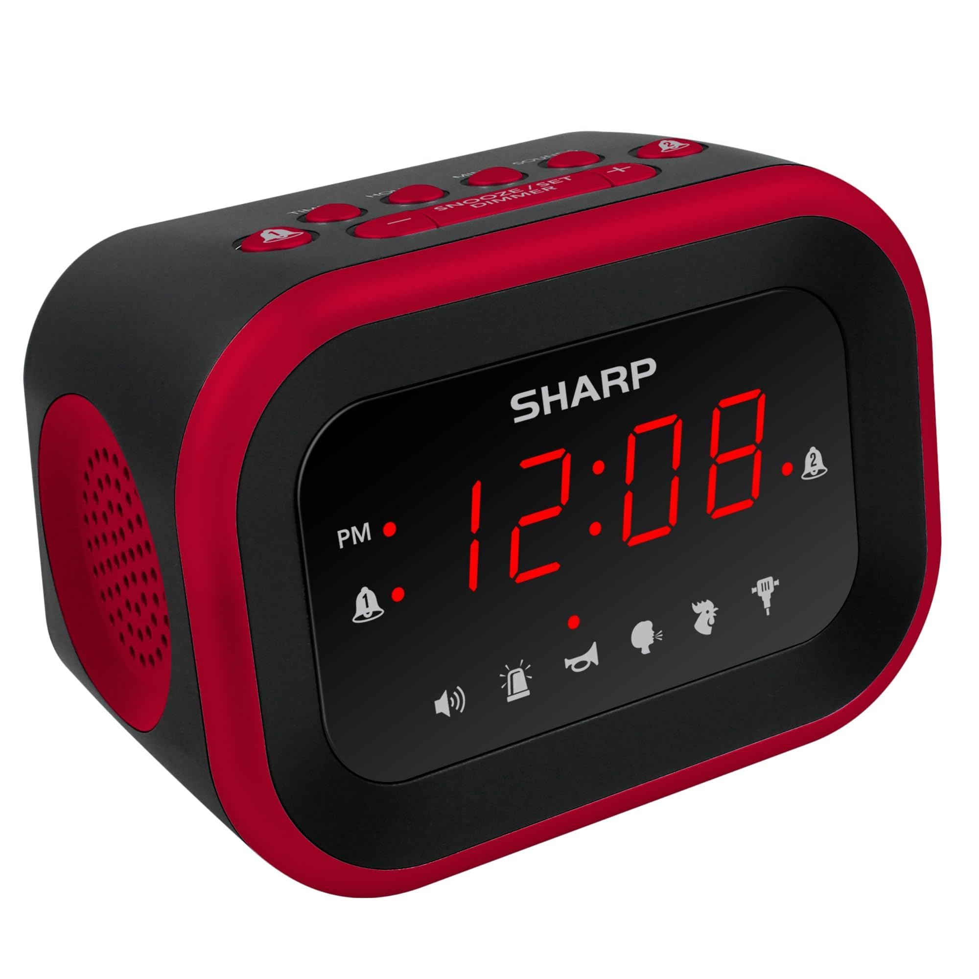 Sharp Big Bang Super Loud Alarm Clock for Heavy Sleepers, 115dB Extreme Wake-Up Alarm, Dual Alarms, 6 Wake Sounds, Large Red LED Display, Dimmer Control & Battery Backup, Bedroom Clock - Image 1
