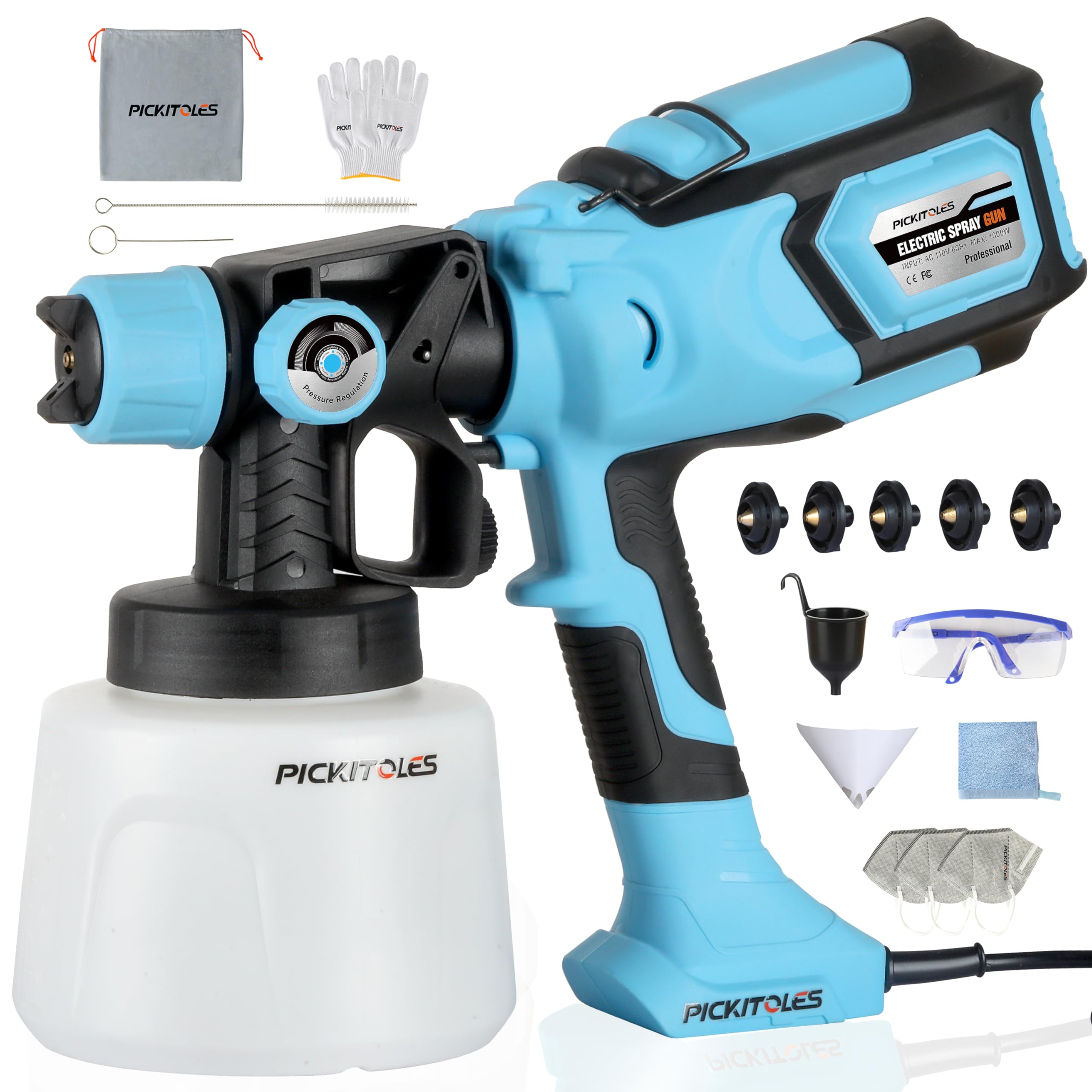 1000W HVLP Paint Sprayer High-Efficiency Electric Spray Gun with 6 Nozzles,Variable Patterns & Adjustable Flow, 47oz (1400ml) Detachable Container,Easy to Clean for Home Improvement Projects Navy - Image 1
