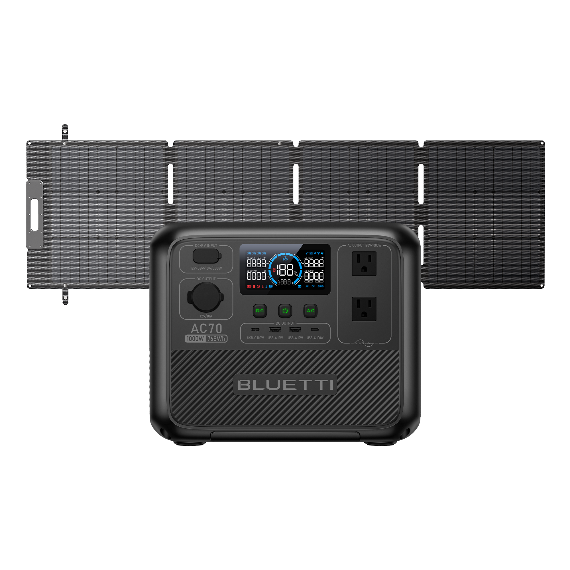 Save Big on the BLUETTI AC70: New Product Promotion at $499.00, AC70+200W Solar | 1000W, 768Wh, 200W Solar Kit - Image 2