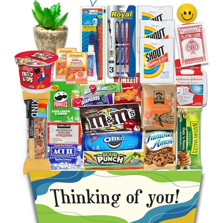 The Ultimate COLLEGE Student or Military Care package gift basket Essential item, Dorm Room Fun gift box with snacks, candy & games