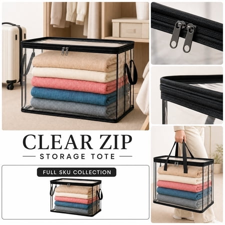 Extra Large Clear Heavy Duty Moving Bags, Clear Storage Bins with Lids, Reinforced Handles & Heavy-Duty Zippers Moving Boxes Storage Bags Totes for Clothes Packing, Dorms, College Supplies