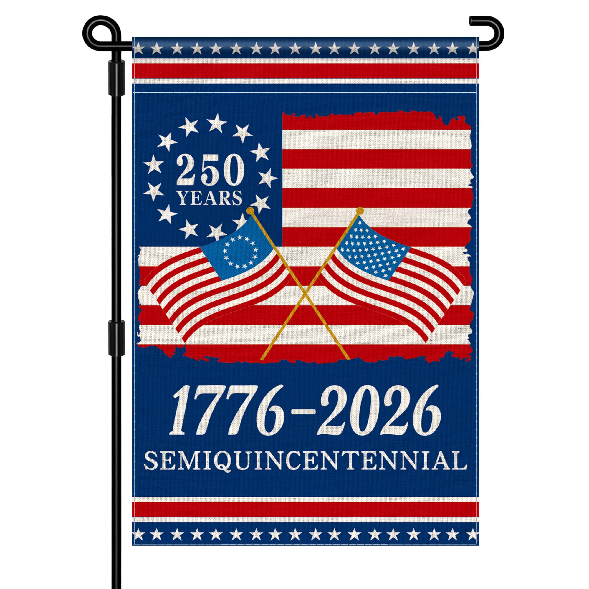 250th Anniversary America Garden Flag, 250 Anniversary USA Flag 1776-2026 Commemorative Patriotic 250 Years Banner 4th of July Yard Sign Double-Sided Waterproof Garden Flag 12x18 Inch - Image 1