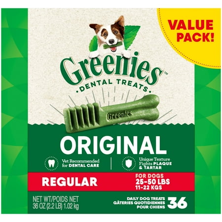 Greenies Original Regular Natural Dental Care Dog Treats, 36 Oz Pack (36 Treats)