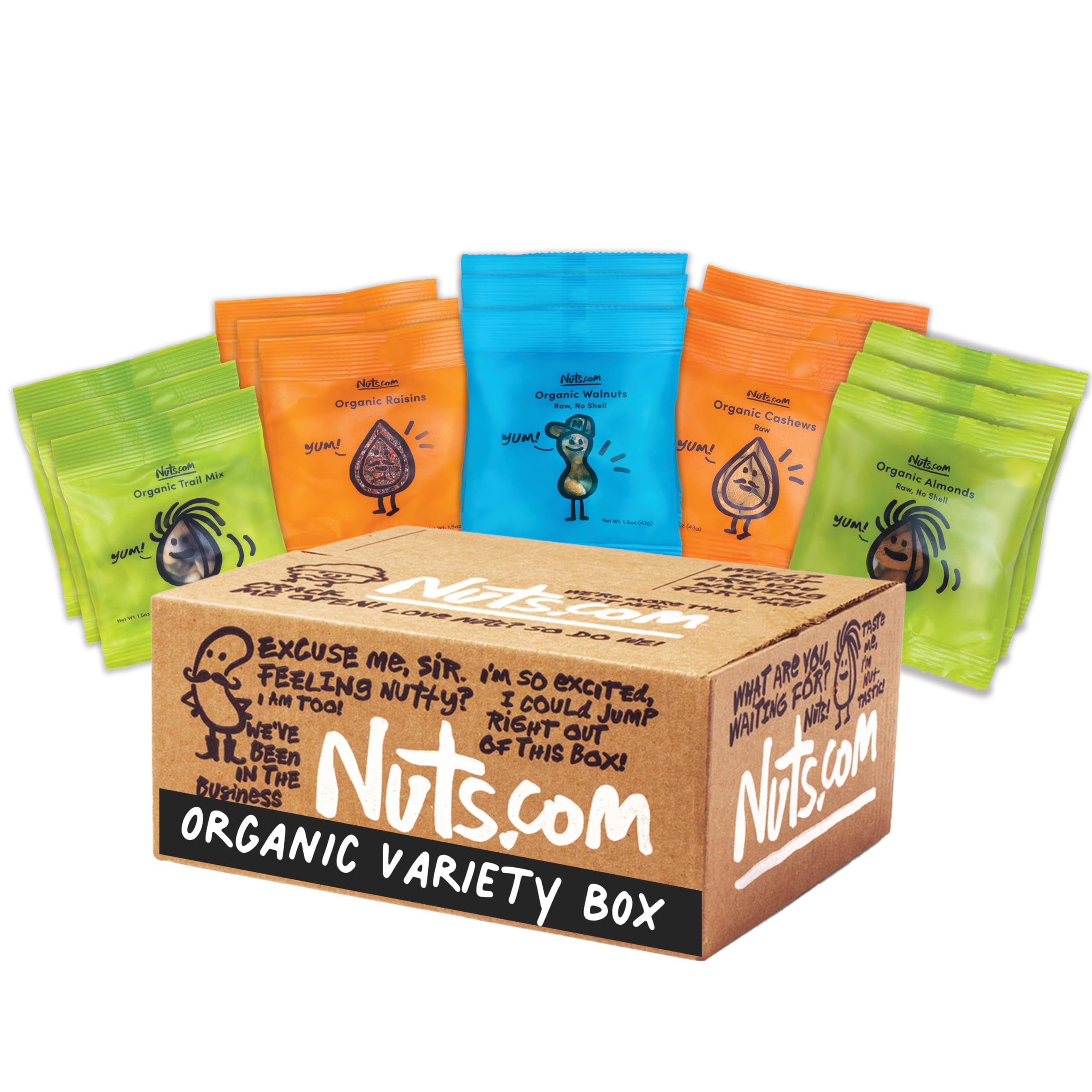 Nuts com – Organic Dried Fruit and Nuts Variety Box – Gourmet Assortment for Festive Gifts – Includes Organic Cashews, Almonds, Walnuts, Raisins, and Trail Mix