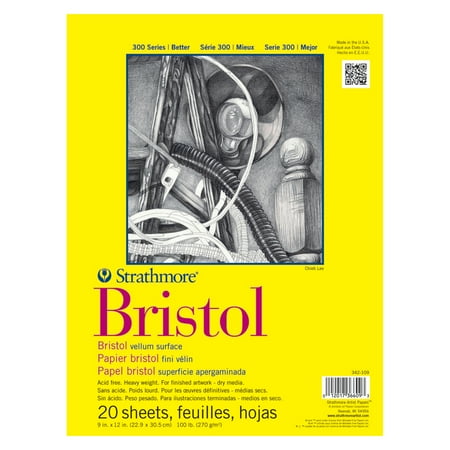 Strathmore Bristol Paper Pad, 300 Series, Regular, 9" x 12", 20 Sheets - Image 1