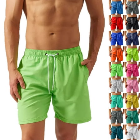 cocolona Mens Swim Trunks Summer Casual Solid Color Quick-drying Beach Shorts Lightweight Board Shorts with Pockets and Mesh Lining - Image 1