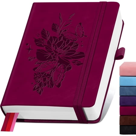 Lined Journal Notebook 365 Pages, A5 Leather Journals for Writing Women & Men, Hardcover Notebook with 100GSM Thick Paper, Daily Journal Notebook for Travel, Work, Note Taking, College Ruled