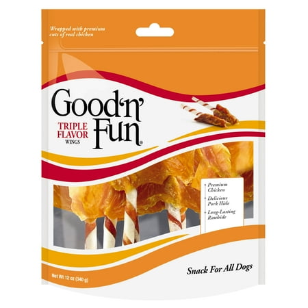 Good 'n' Fun Triple Flavor Wings Snack for All Dogs, 12.0 oz