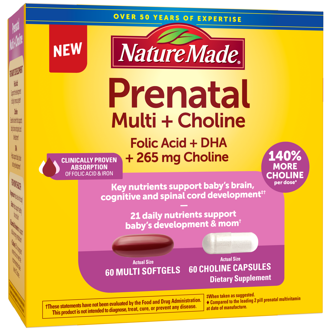 Nature Made Prenatal Multi Softgels + Choline Capsules - Image 1