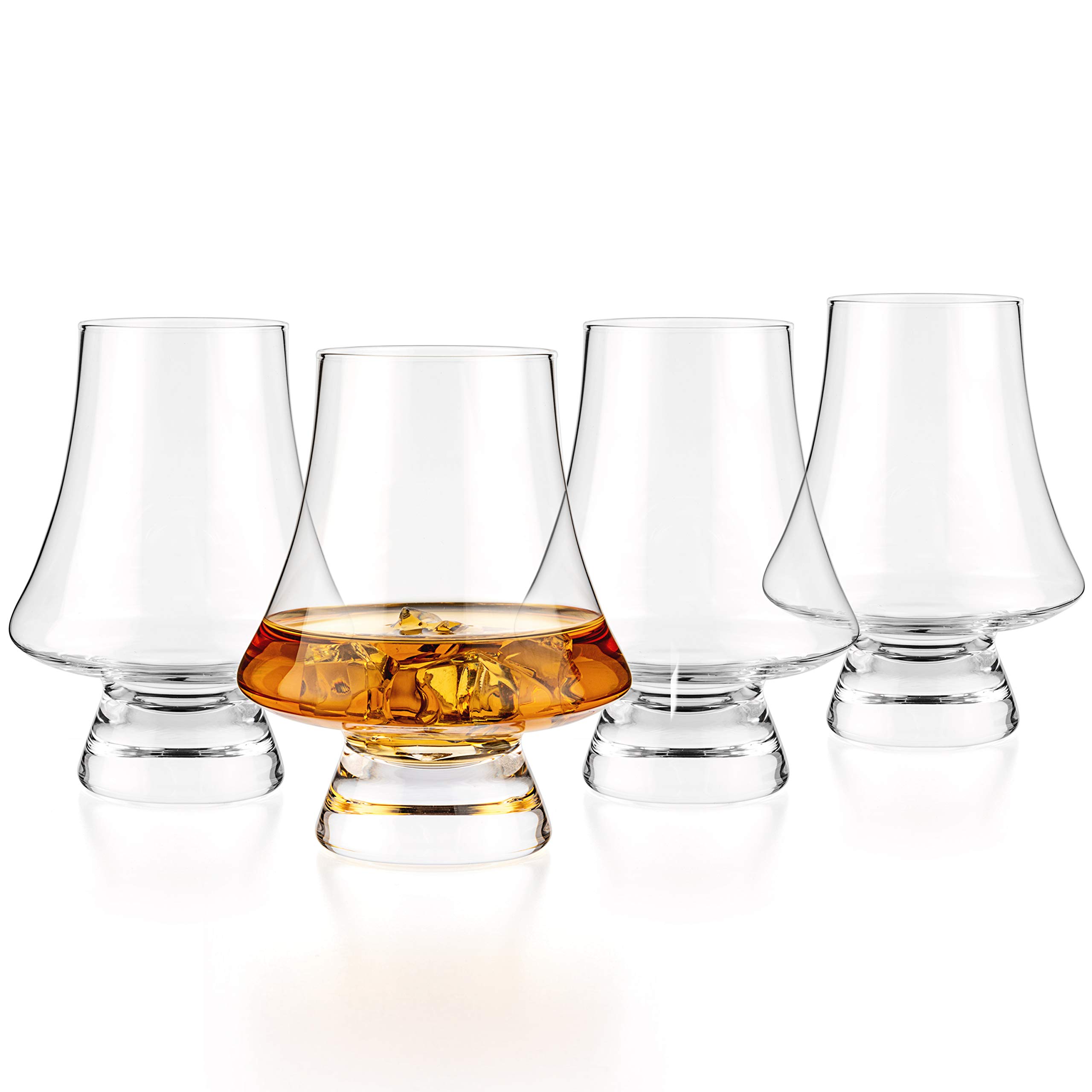 LUXBE - Bourbon Whisky Crystal Glass Snifter, Set of 4 - Narrow Rim Tasting Glasses - Handcrafted - Good for Cognac Brandy Scotch - 9-ounce/260ml