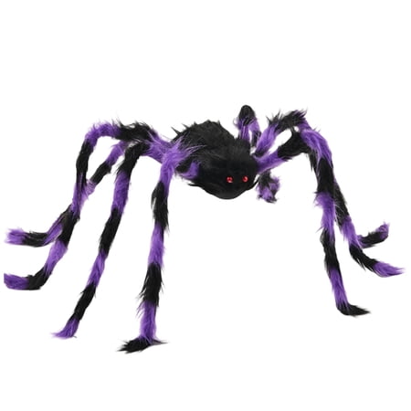 Halloween Spider Decoration, 20 Inch Multicolor Plush Halloween Large Colorblock Spider Prop, Halloween Scary Party Decor for Indoor Outdoor House Setup
